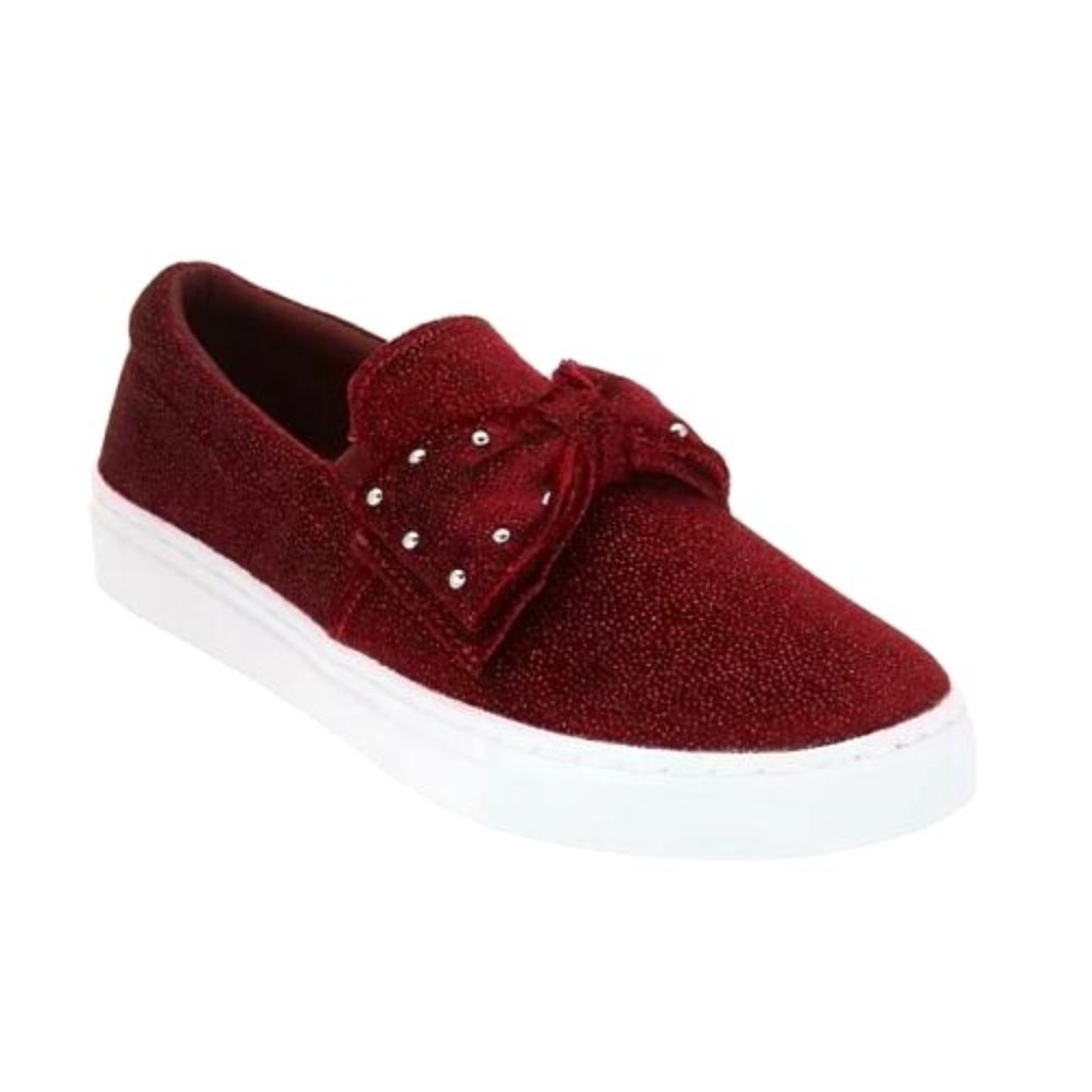 Isaac Mizrahi Live! SOHO Velvet Studded Bow Sneaker SZ 9.5M